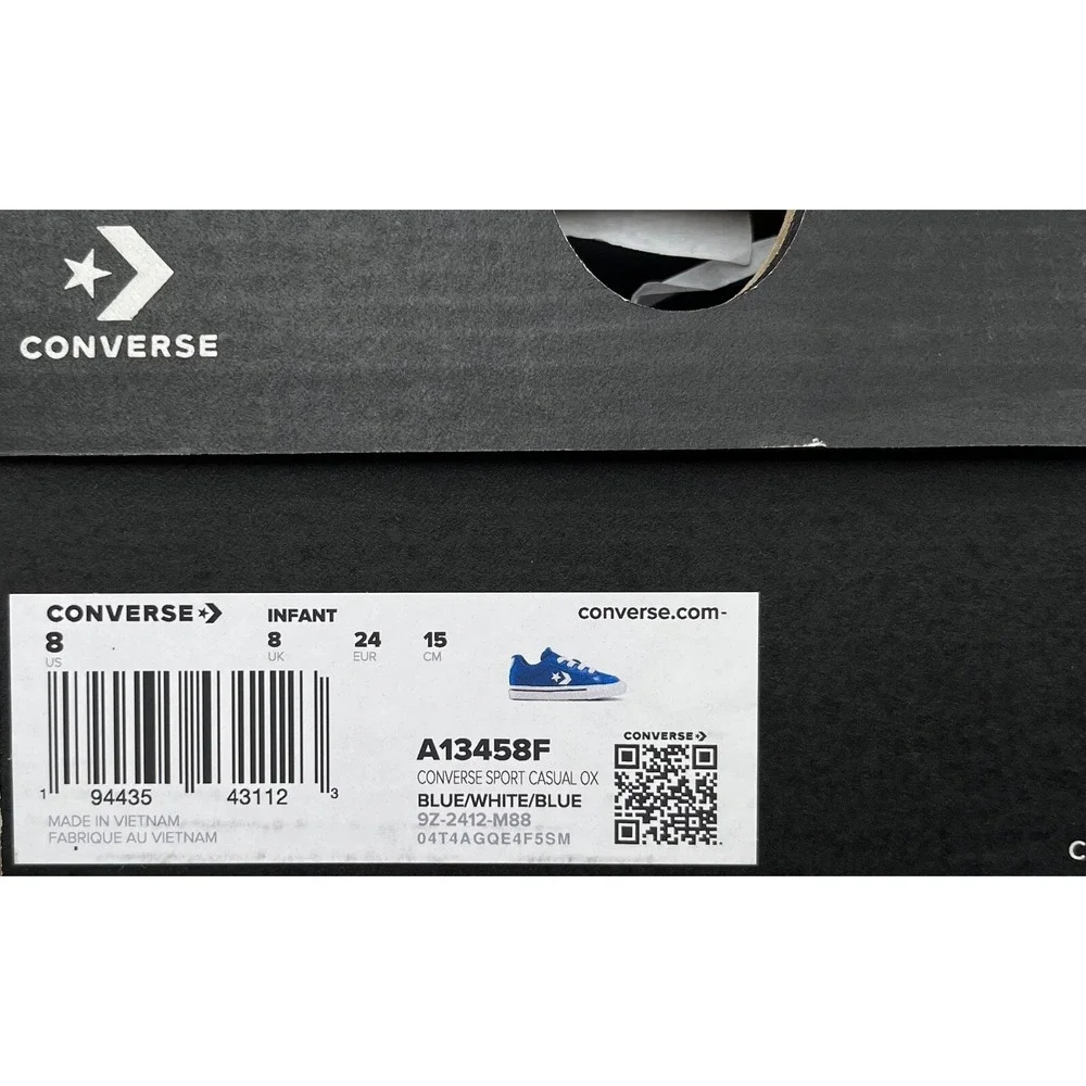 Converse Toddler Boys Slip-on Sneaker Sz 8 Royal Blue-White Canvas‎ Casual Shoes
